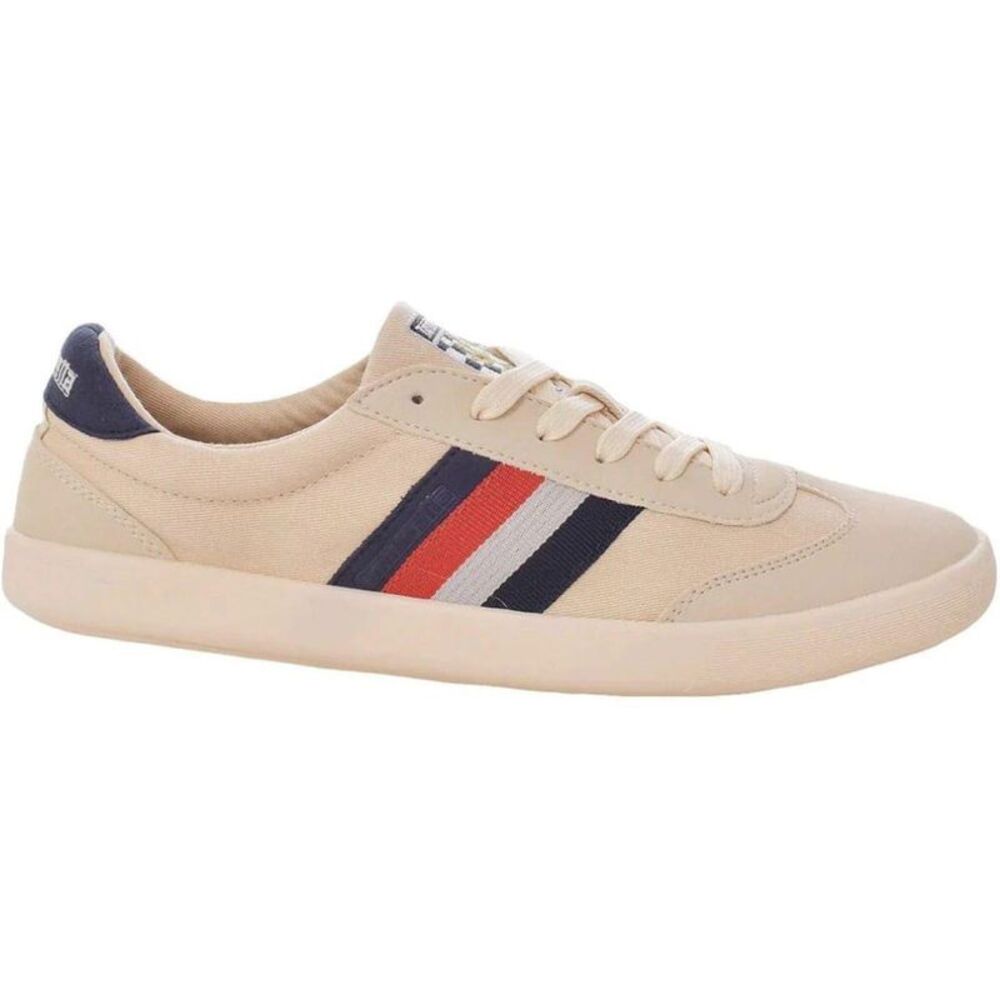 Lambretta Mens Canvas Boat Shoes / Off White/Beige